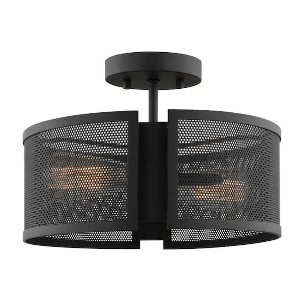 Generation Lighting Axel 13 in. 2-Light Black Semi-Flush Mount