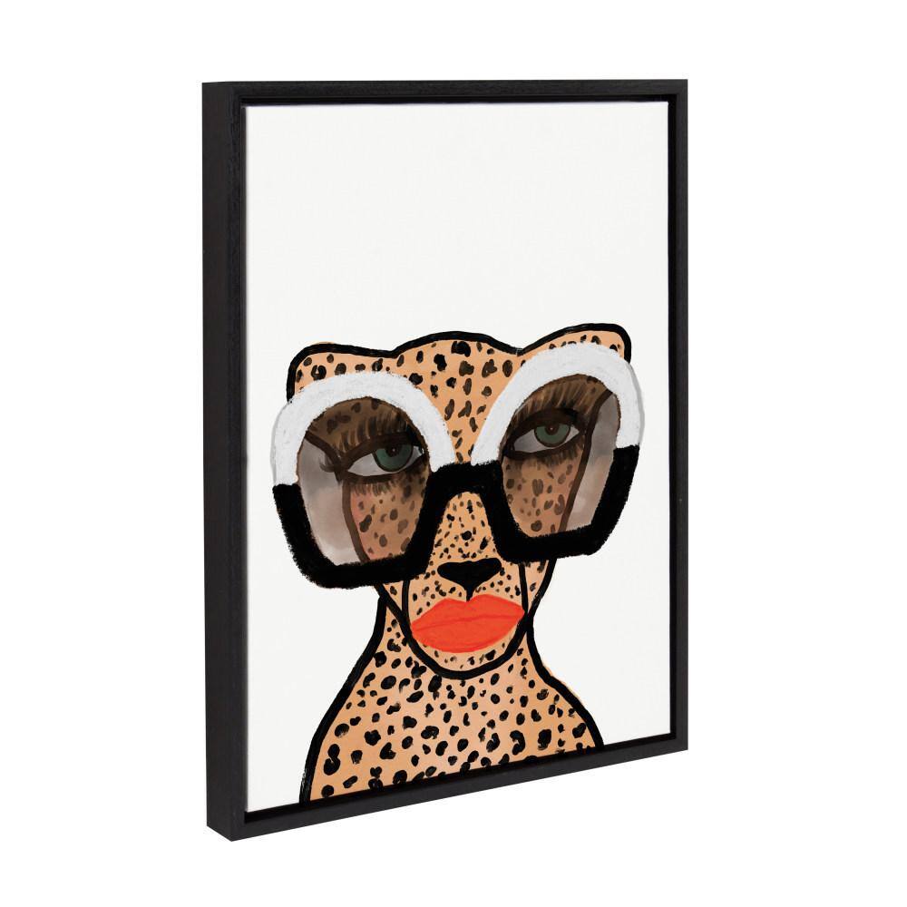 Sylvie Cheetah Fashionista Framed Canvas Wall Art, 18x24, Black