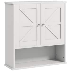 Farmhouse Bathroom Wall Cabinet, Wall Mounted Medicine Cabinet with Open Shelf & Adjustable Shelf, Storage