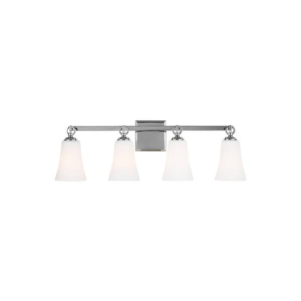 Generation Lighting Monterro 30 in. W. 4-Light Chrome Vanity Light with White Opal Etched Glass Shades