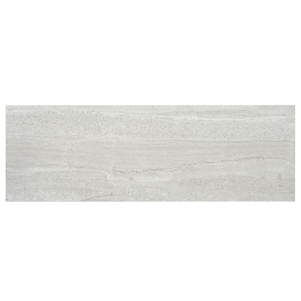 Arenza 12 in. x 36 in. Matte Light Gray Ceramic Stone Look Large Format Tile (11.63 sq. ft. /case)-4 Pack