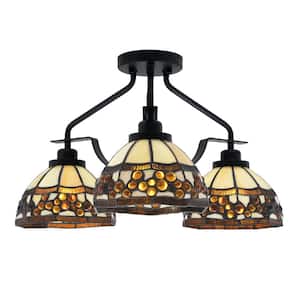 zara ライト Zara 18 in. 3-Light Matte Black Semi-Flush with 7 in