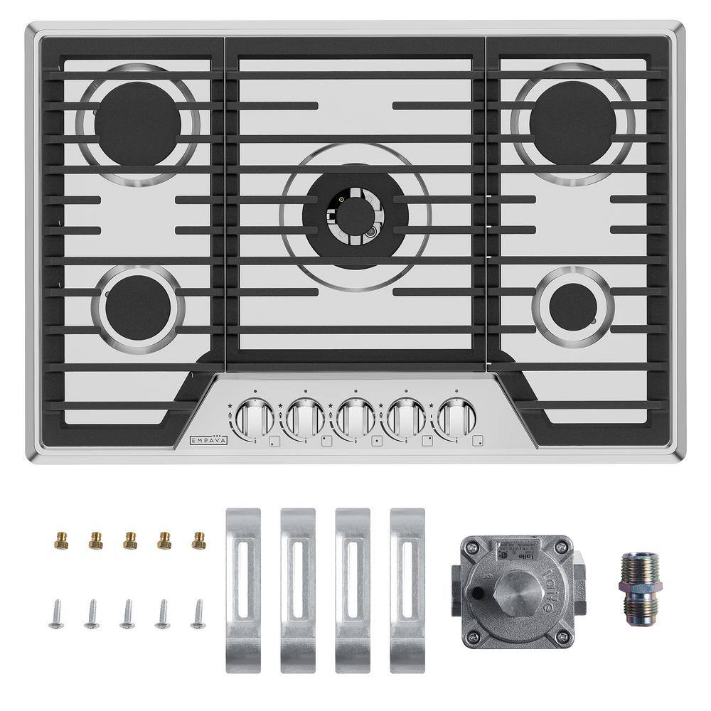 30 in. Built-In Gas Cooktop in Stainless Steel with 5 Burners Gas Stove Including A 18000 BTU Power Burner