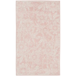 Whimsicle Pink 3 ft. x 5 ft. Floral Contemporary Kitchen Area Rug
