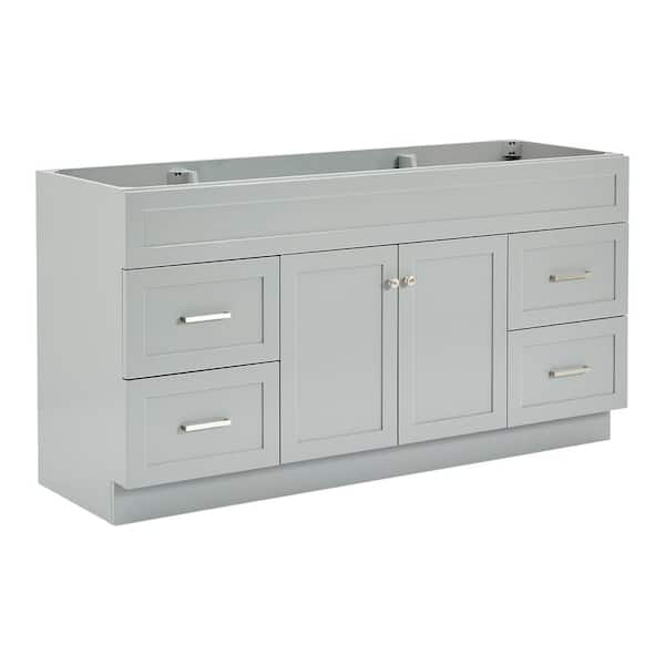 ARIEL Hamlet 60 in. W x 21.5 in. D x 34.5 in. H Double Freestanding Bath  Vanity Cabinet without Top in Grey F060D-BC-GRY - The Home Depot