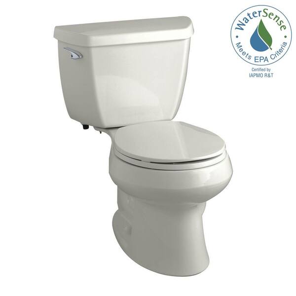 KOHLER Wellworth Classic 2-Piece 1.28 GPF Round Front Toilet with Class Five Flushing Technology in Ice Grey