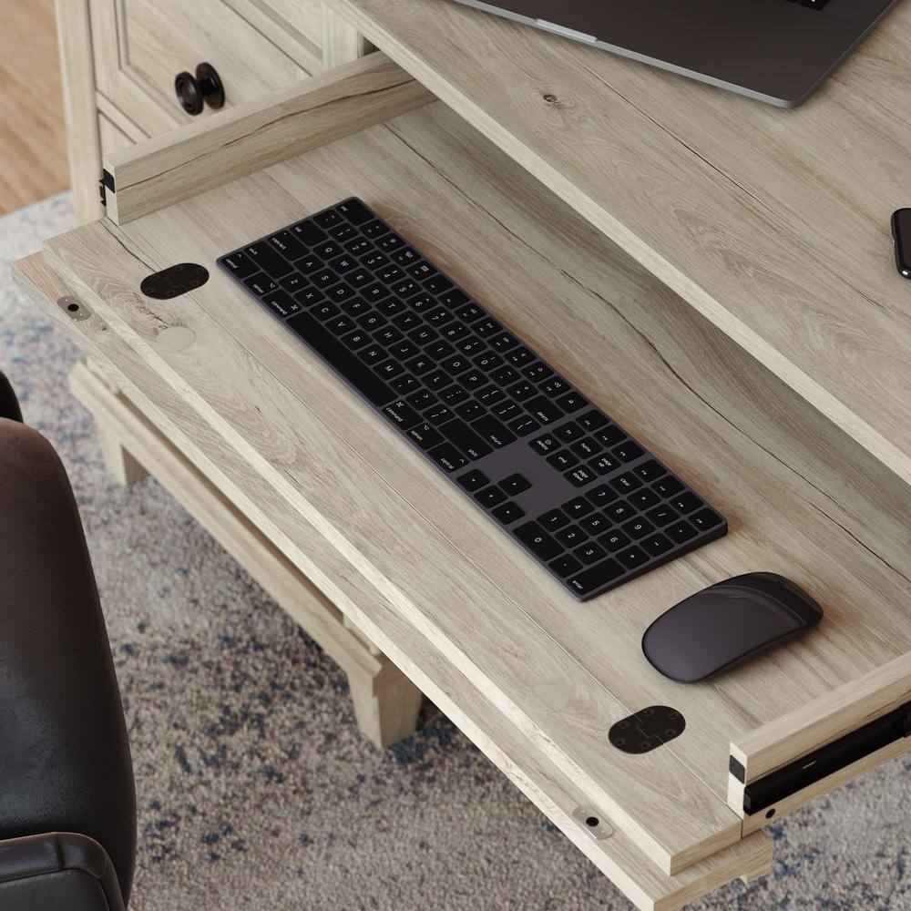 Chalk Oak Executive Desk with Drawers and Keyboard Tray