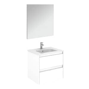 Ambra 23.9 in. W x 18.1 in. D x 22.3 in. H Complete Bathroom Vanity Unit in Gloss White with Mirror