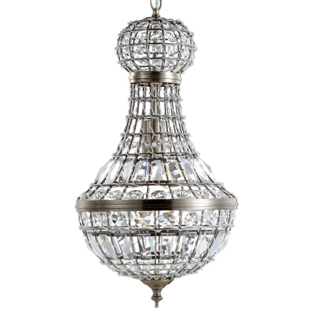Regina Antique Brass 10" Crystal Empire LED Pendant Adjustable Height