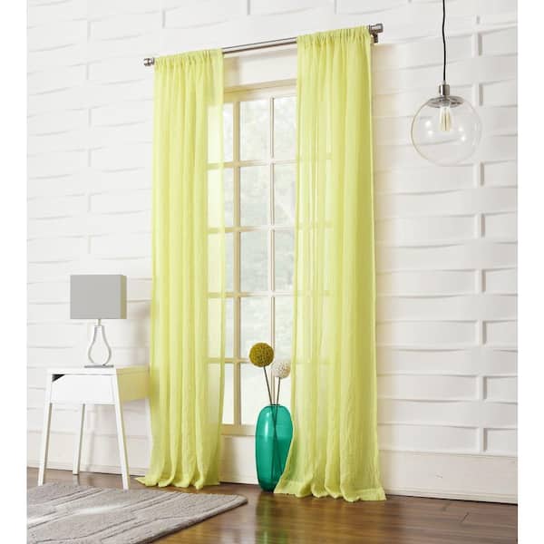 LICHTENBERG Sheer Citrine No. 918 Millennial Laguna Sheer Rod Pocket Curtain Panel, 50 in. W x 95 in. L