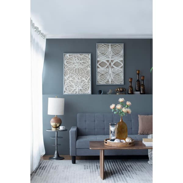 2-Pieces White Line Embossed Wall Decor & Modern Abstract Simple Design Wall Art For Living Room 23.5 x 1 x 35.5 in.