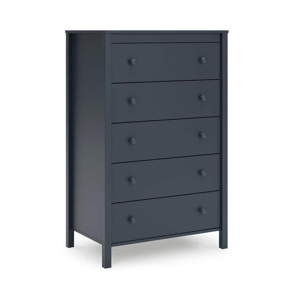 Cian Navy Blue 5-Drawer 31.61 in. Tall Dresser Without Mirror