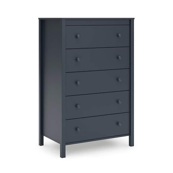 Cian Navy Blue 5-Drawer 31.61 in. Tall Dresser Without Mirror