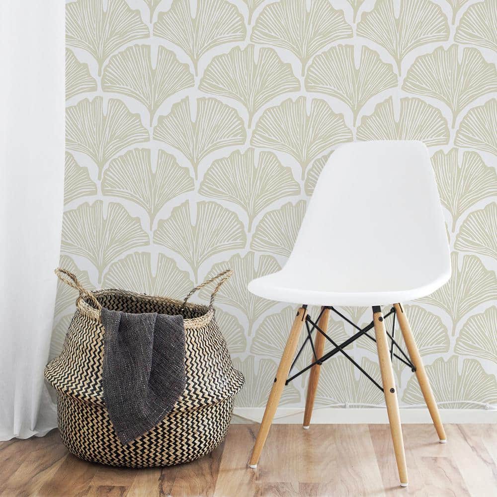 Waverly White Palm Damask Peel and Stick Wallpaper Roll