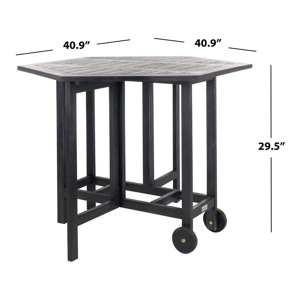 Kerman Black Acacia Wood Hexagonal Outdoor Dining Set