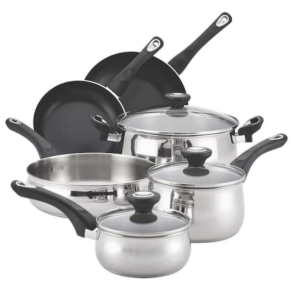 Farberware New Traditions 12-Piece Stainless Steel Cookware Set with Lids