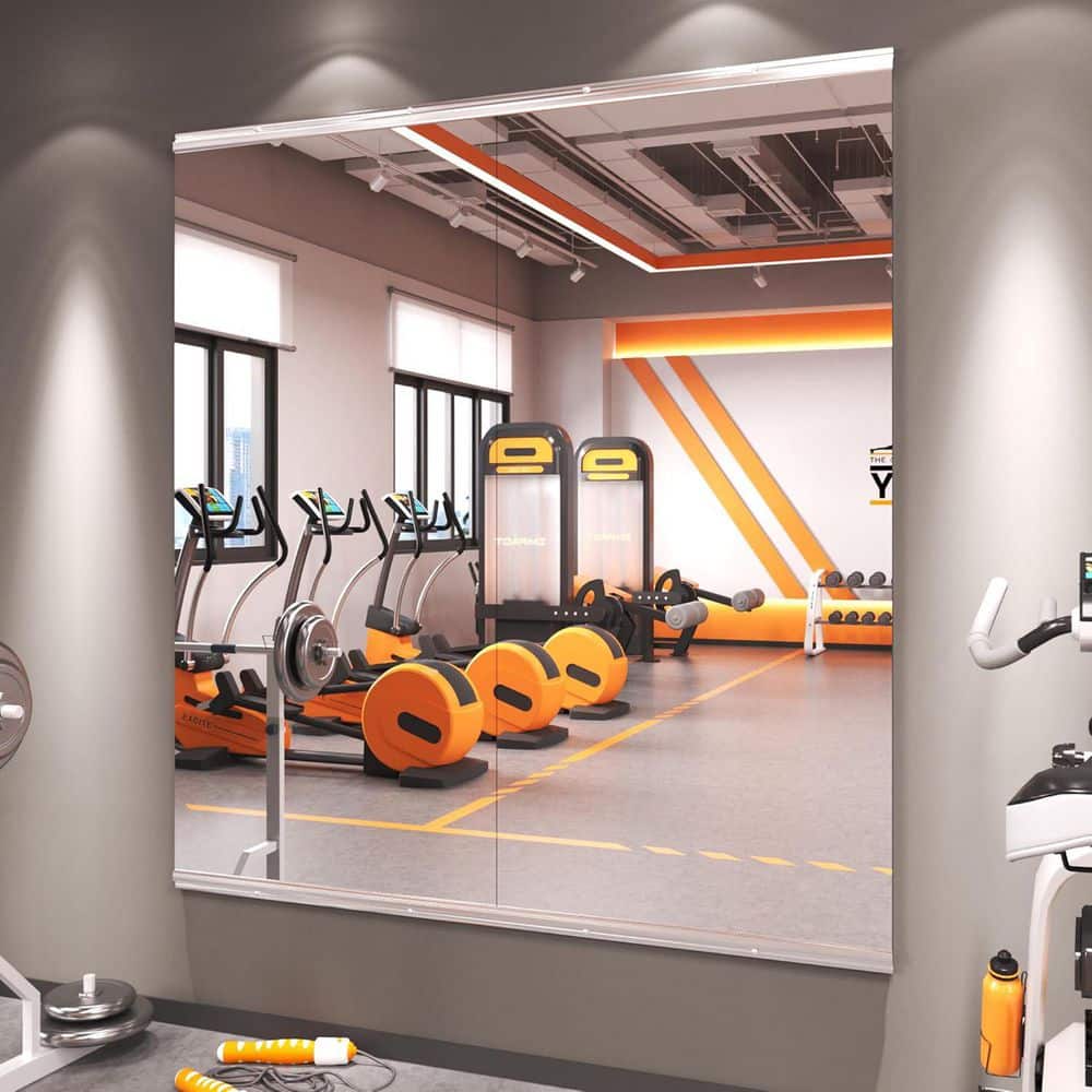 Modern 24 in. W x 48 in. H Frameless Wall Mirror HD Tempered Glass Gym Mirror/Yoga Mirror, Easy Wall Mount (2-Pack) price history on PriceWatchPro