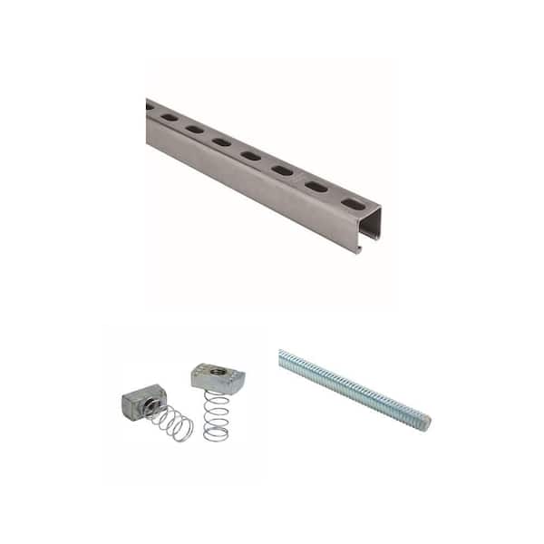 10 ft. 12-Gauge Strut Channel, 3/8 in. Spring Nut (5-Pack) and 3/8 in. x 10 ft. Support Rod Combo