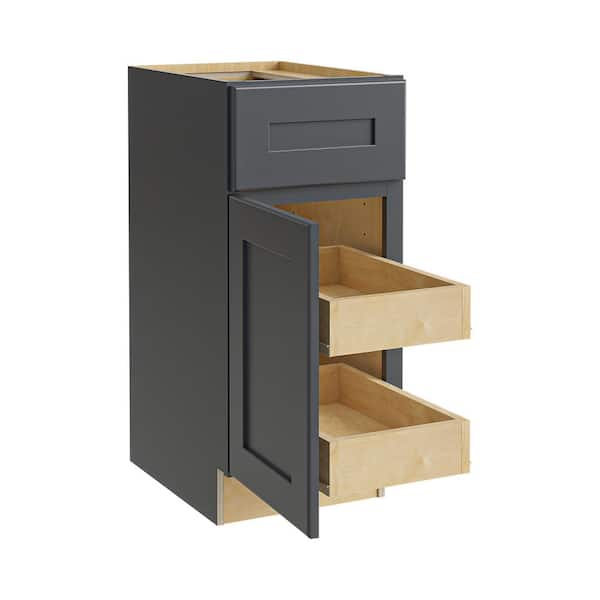 Home Decorators Collection Newport 18 in. W x 24 in. D x 34.5 in. H Assembled Plywood Base Kitchen Cabinet in Deep Onyx with 2ROT Soft Close LH