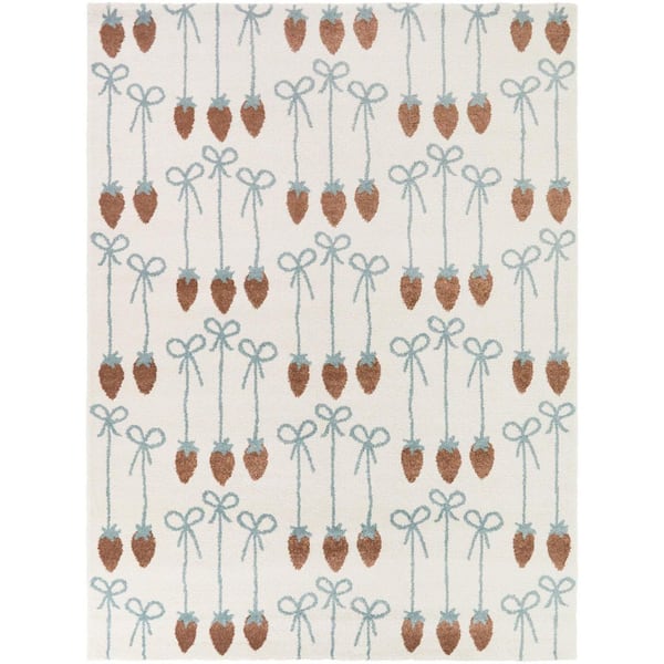 Fields Green 5 ft. x 7 ft. Strawberry Bows Area Rug