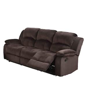 Brown Leather Power Recliner Loveseat Chair with Pillow top armrests