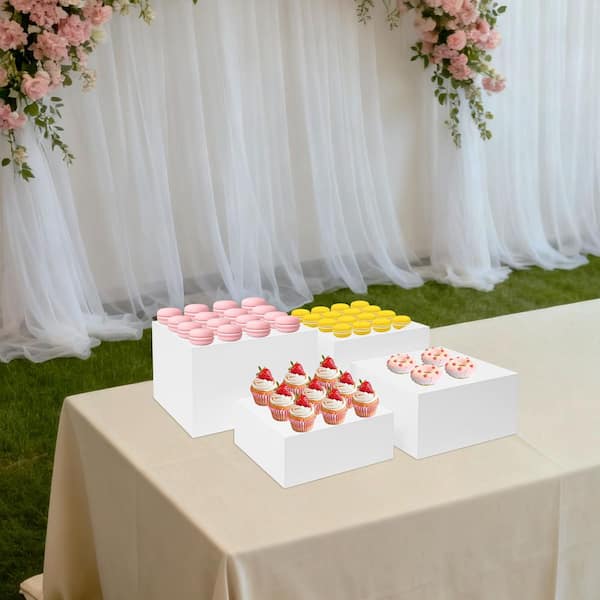 YIYIBYUS White Square Acrylic Display Stand Party Birthday