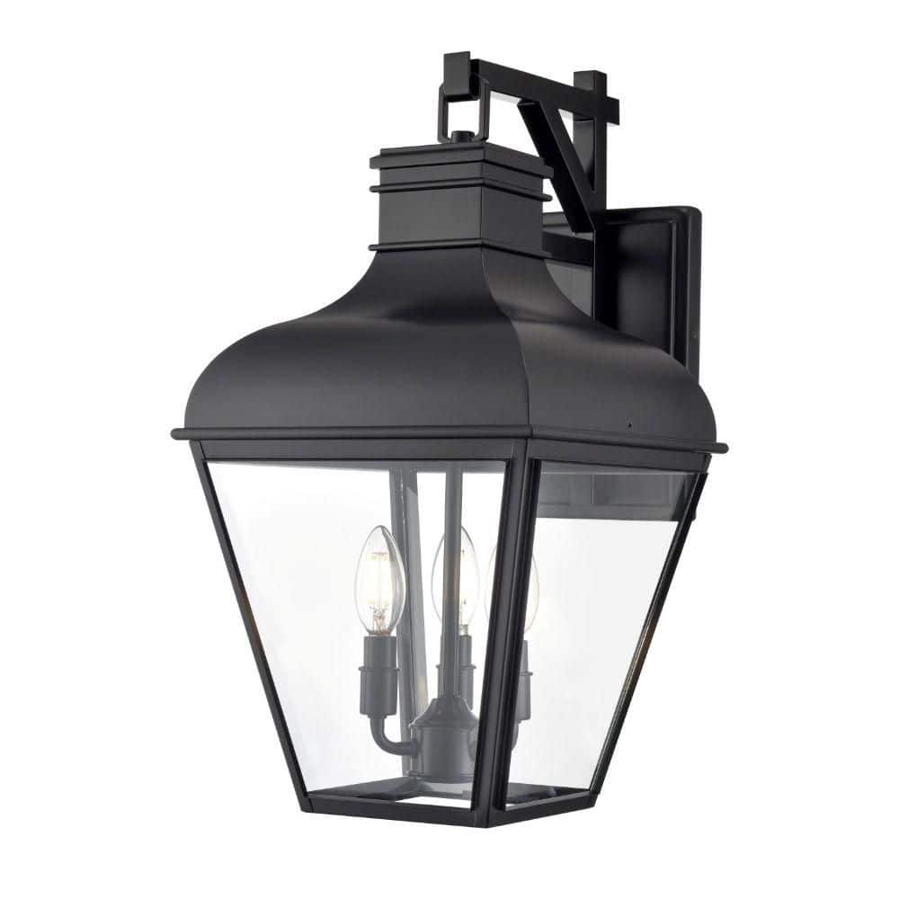 Edenton 21.25 in. 3-Light Matte Black Outdoor Wall Sconce with Clear Glass price history on PriceWatchPro