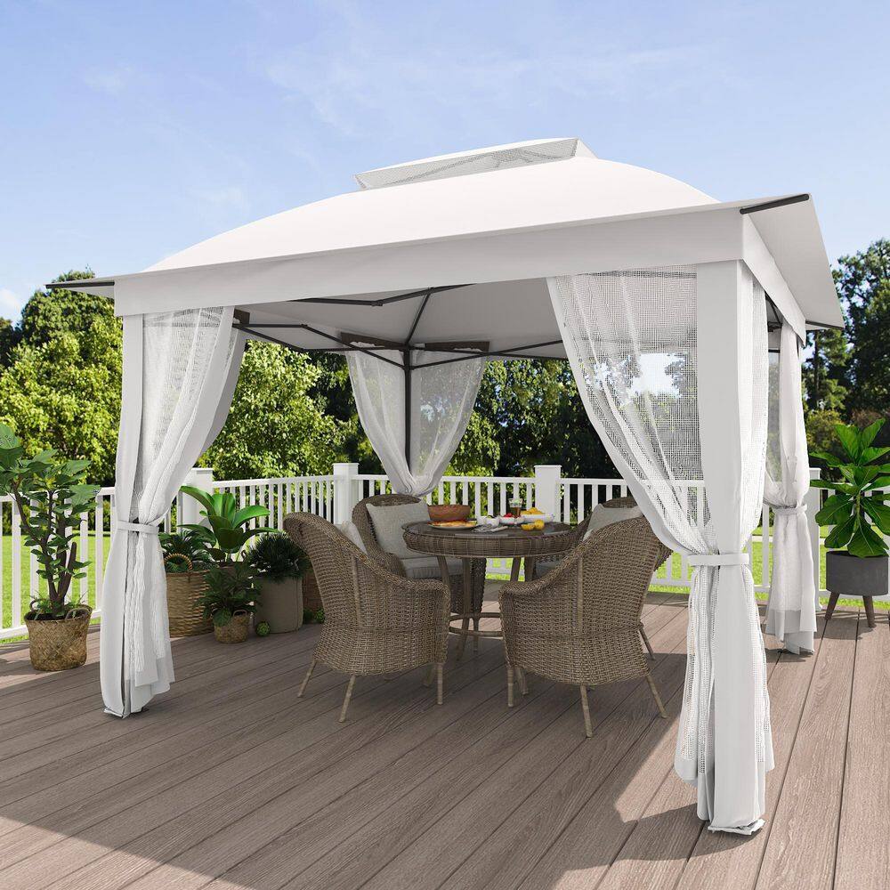 11 ft. x 11 ft. Easy Setup Pop-Up Gazebo Canopy with UV-Resistant and Mosquito Netting Storage Bag price history on PriceWatchPro