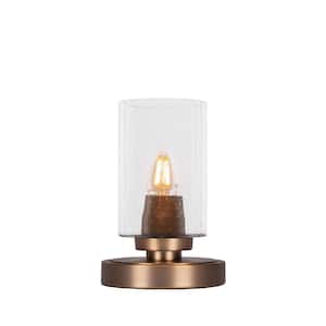 Quincy 8 in. New Age Brass Accent Lamp with Glass Shade