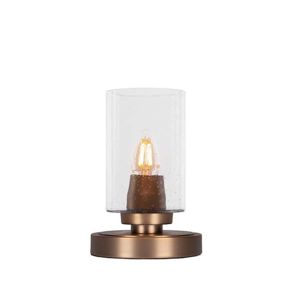 Unbranded Quincy 8 in. New Age Brass Accent Lamp with Glass Shade