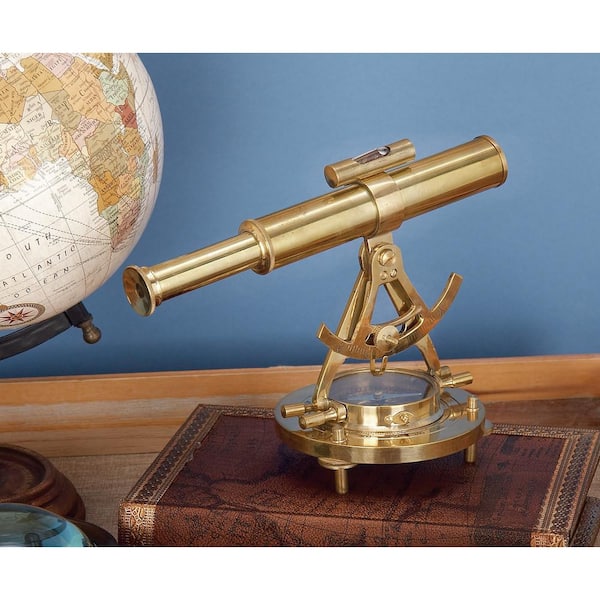 Litton Lane 8 in. Brass Metal Telescope with Compass Base