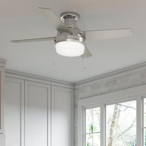 Ristrello 44 in. Indoor Brushed Nickel Low Profile Ceiling Fan with Light Kit