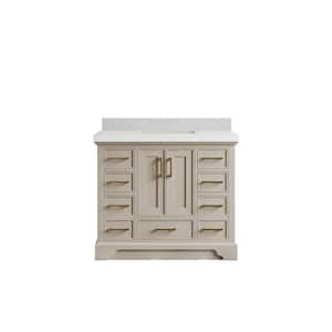 Charlotte 42 in. Single Sink Freestanding Fine Grain Bath Vanity with Carrara Qt. Top Unassembled