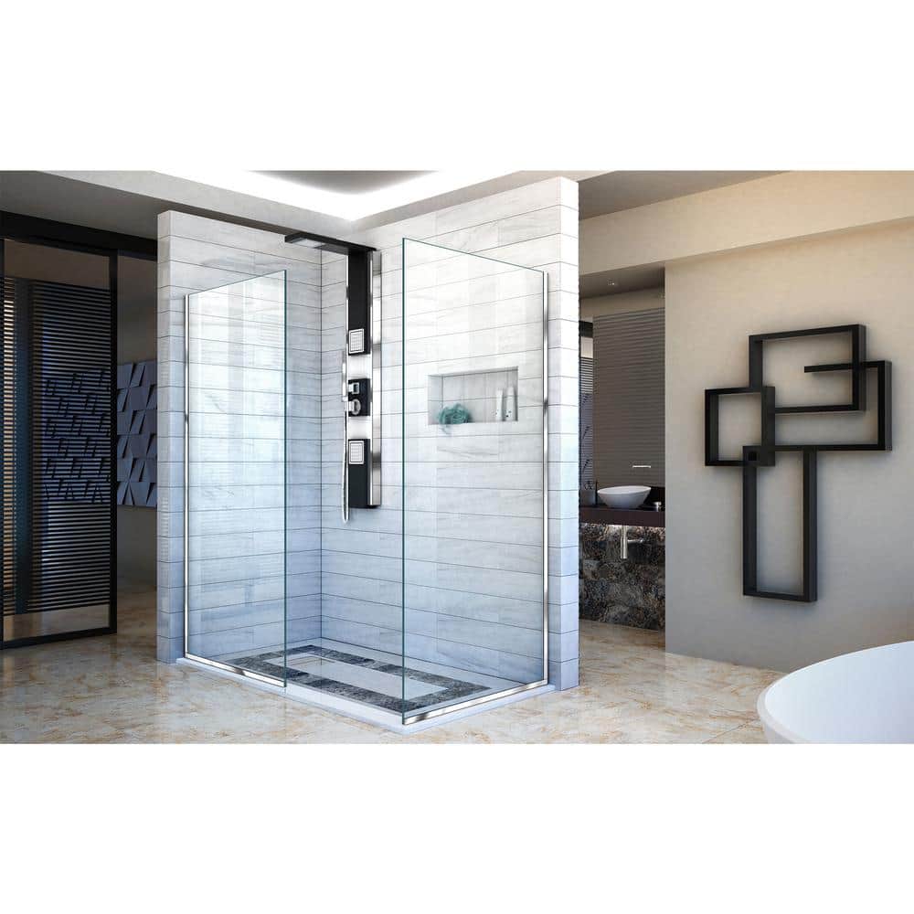 Linea 34" x 72" Frameless Clear Glass Shower Panel with Distressed Bronze Hardware