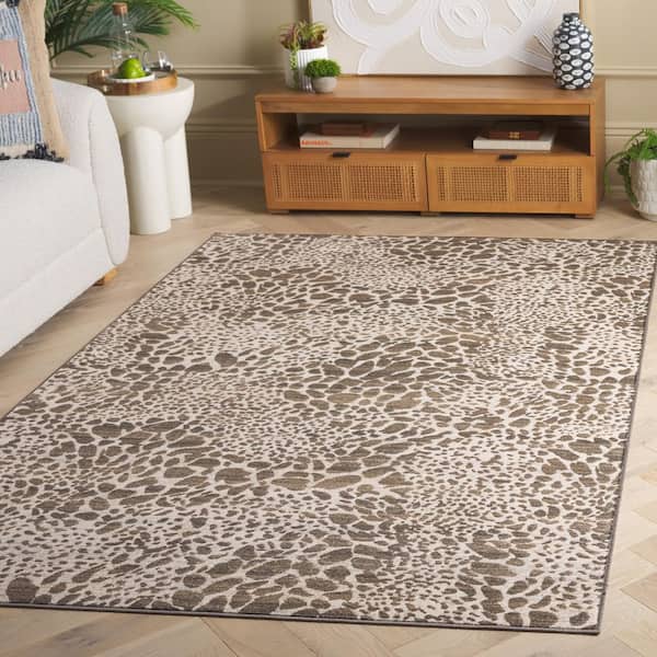Noble 8 ft. x 10 ft. Beige/Brown Spotted Area Rug