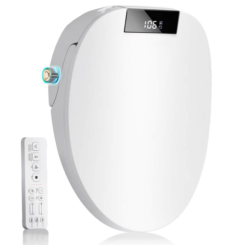 Electric Bidet Seat for Round Toilets in White with Instant Warm Water, Rear Feminine and Oscillating Washing price history on PriceWatchPro