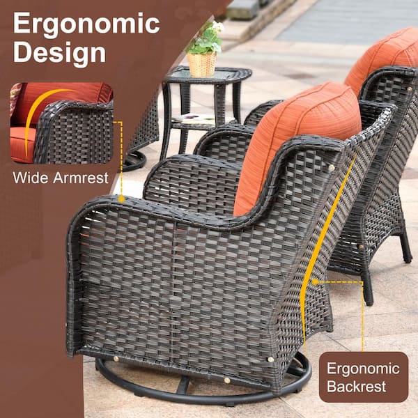 XIZZI Moonlight Brown 6-Piece Wicker Patio Conversation Seating