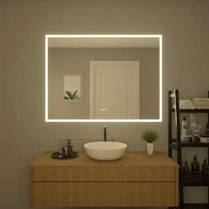 48 in. W x 36 in. H Frameless LED Single Bathroom Vanity Mirror in Polished Crystal