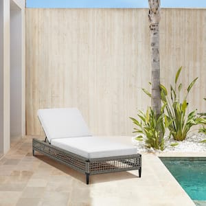 Felicia Black Aluminum Outdoor Chaise Lounge with Light Gray Cushions
