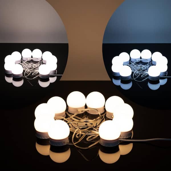 LED Vanity Lights For Mirror, Hollywood Style Vanity Lights With 10  Dimmable Bulbs, Adjustable Color & Brightness, USB Cable, Mirror Lights  Stick on