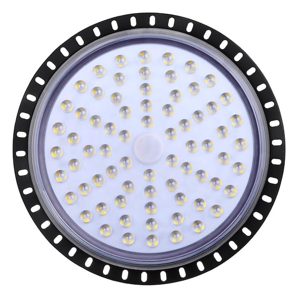 BOEKA ARCTURUS 14.37 in. 300-Watt Equivalent Integrated LED Black High Bay Light, 6500K
