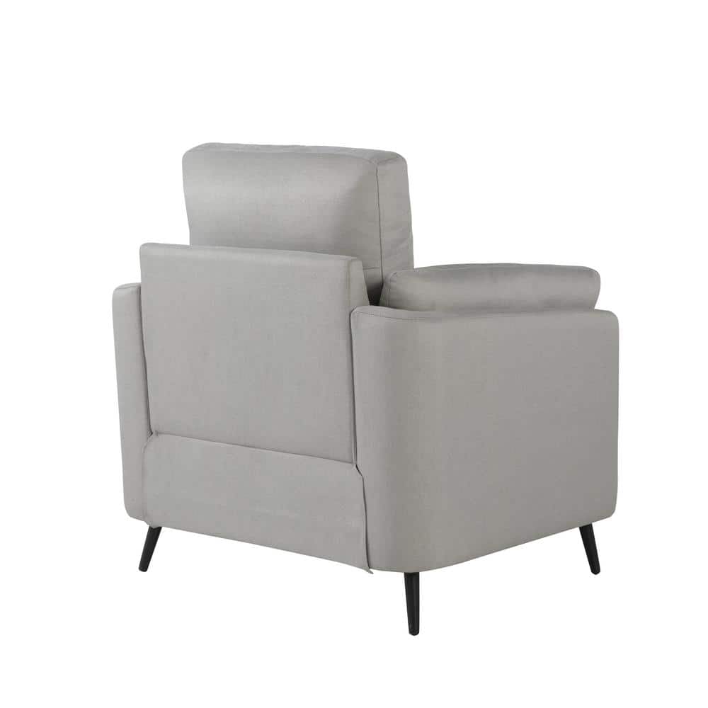 Gray Barrel Accent Chair with Wood Frame and Polyester Upholstery