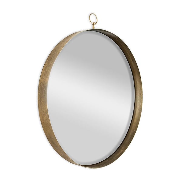 Unbranded 30 in. W x 30 in. H Round Iron Framed Wall Bathroom Vanity Mirror in Gold for Living Room