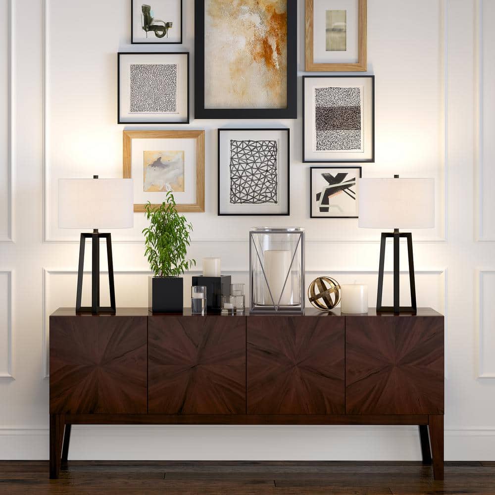 Helena 24.5" Blackened Bronze Tripod Nightstand Lamp with Barrel Shade