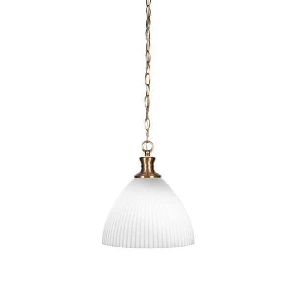 Unbranded Orleans 60-Watt 1-Light New Age Brass Shaded Mini Pendant Light with Glass Shade