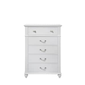 Annie 5-Drawer White Chest of Drawers