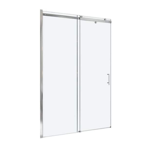 Mediterraneo 60 in. W x 77.38 in. H Semi-Frameless Sliding Shower Door in Chrome