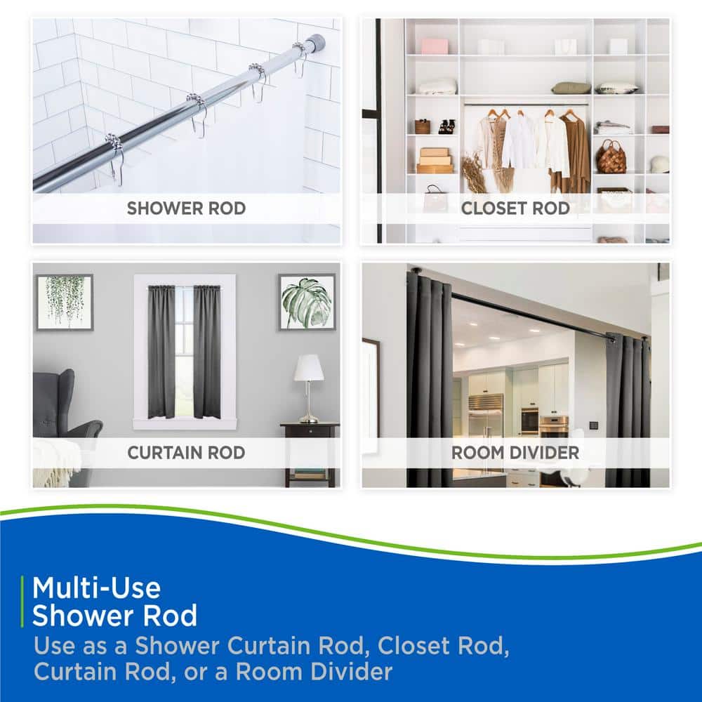 White Adjustable Steel Tension Shower Curtain Rod, 24-40 Inches