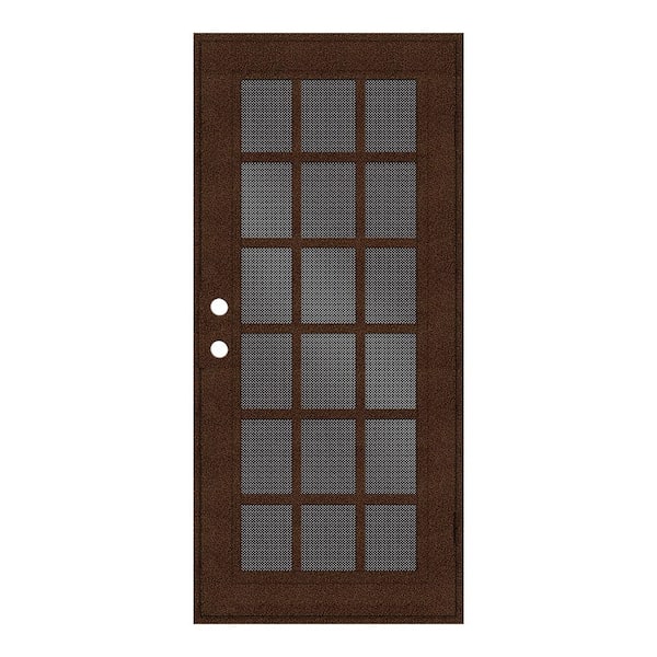 Unique Home Designs 30 in. x 80 in. Classic French Copperclad Left-Hand Surface Mount Security Door with Black Perforated Metal Screen
