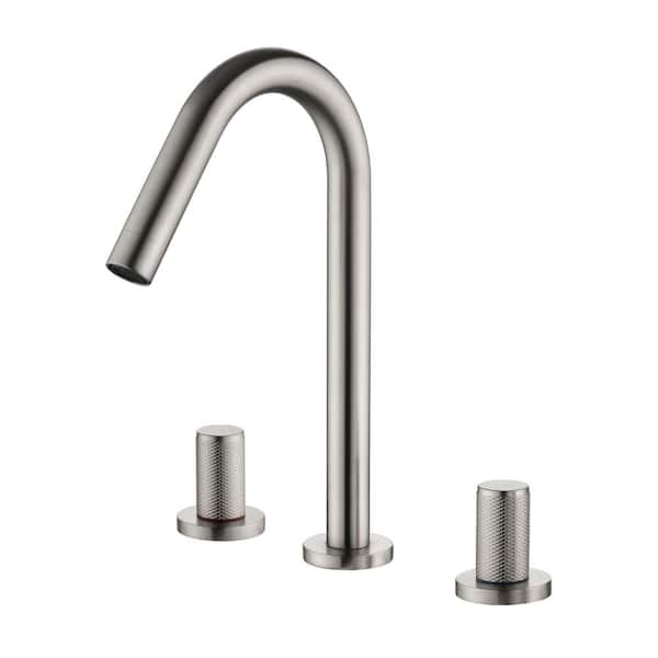 AIMADI 8 in. Widespread Double Handle Bathroom Faucet with Swivel Spout 3-Hole Brass Bathroom Sink Faucets in Brushed Nickel